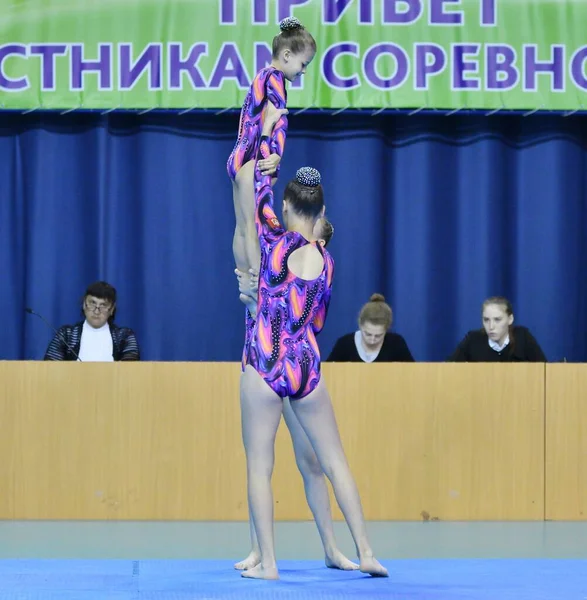 Orenburg Russia May 2017 Years Girl Compete Sports Acrobatics Open — Stock Photo, Image