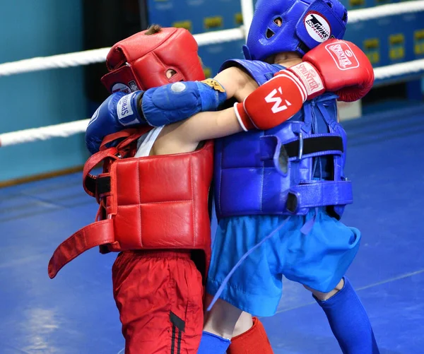 Orenburg Rusia Octubre 2019 Los Niños Compiten Boxeo Tailandés Por — Foto de Stock