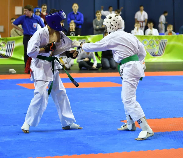 Orenburg Russia Marzo 2017 Anno Ragazzi Competono Nel Karate Sul — Foto Stock