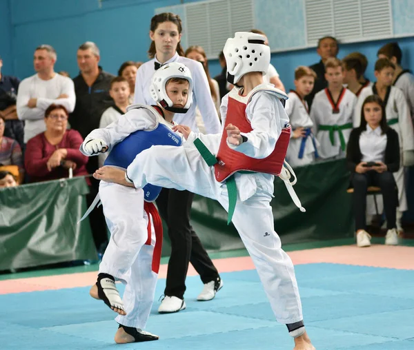 Orenburg Russland Oktober 2019 Jungen Messen Sich Taekwondo Bei Den — Stockfoto