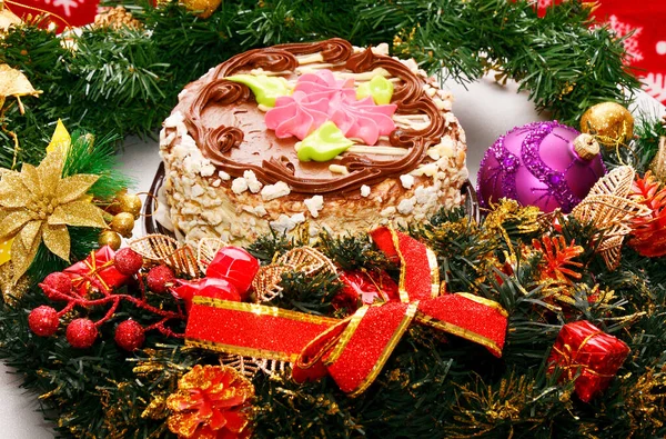 Печенье Торт Сливками Украшения Рождество — стоковое фото