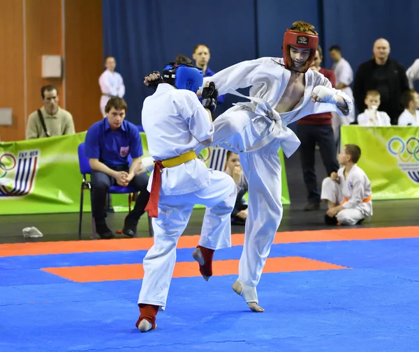 Orenburg Russland März 2017 Jahr Jungen Karate Wettbewerb Auf Der — Stockfoto