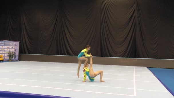 Orenburg Russia Грудня 2017 Girls Competition Sports Acrobatics Orenburg Open — стокове відео