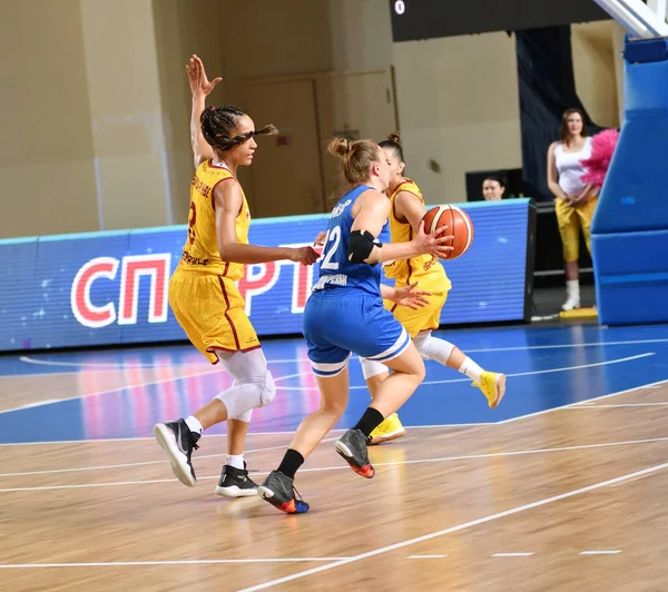 Orenburg Rosja Października 2019 Dziewczyny Grają Koszykówkę Meczu Mistrzostw Rosji — Zdjęcie stockowe
