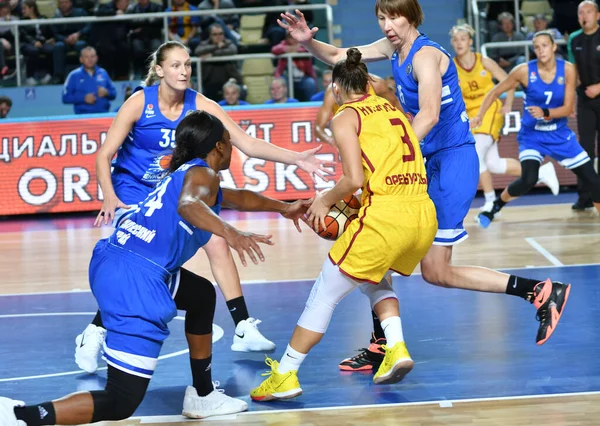 Orenburg Rússia Outubro 2019 Meninas Jogam Basquete Jogo Campeonato Russo — Fotografia de Stock