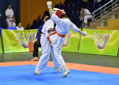 Orenburg, Rusya - 5 Mart 2017: Kızlar Kiokusinkaj 