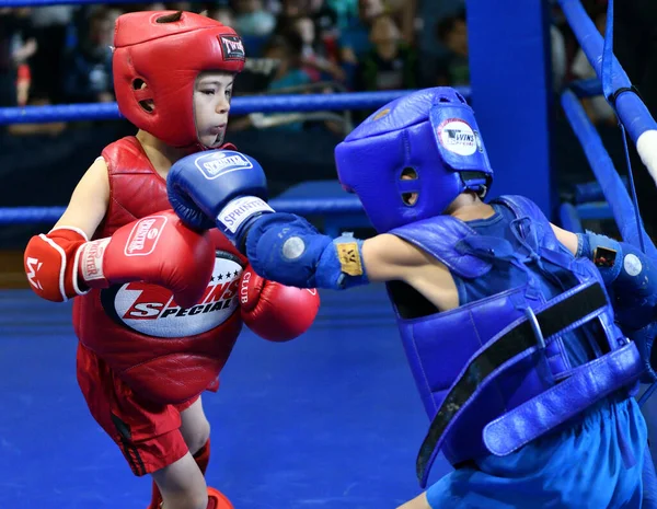 Orenburg Rusia Octubre 2019 Los Niños Compiten Boxeo Tailandés Muay — Foto de Stock