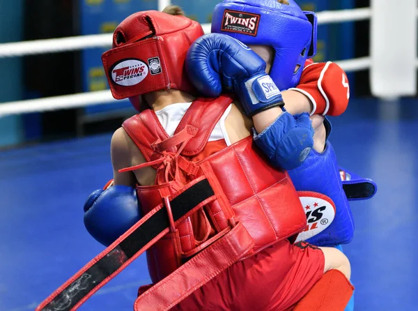 Orenburg Russia October 2019 Boys Compete Thai Boxing Muay Thai — Stock Photo, Image