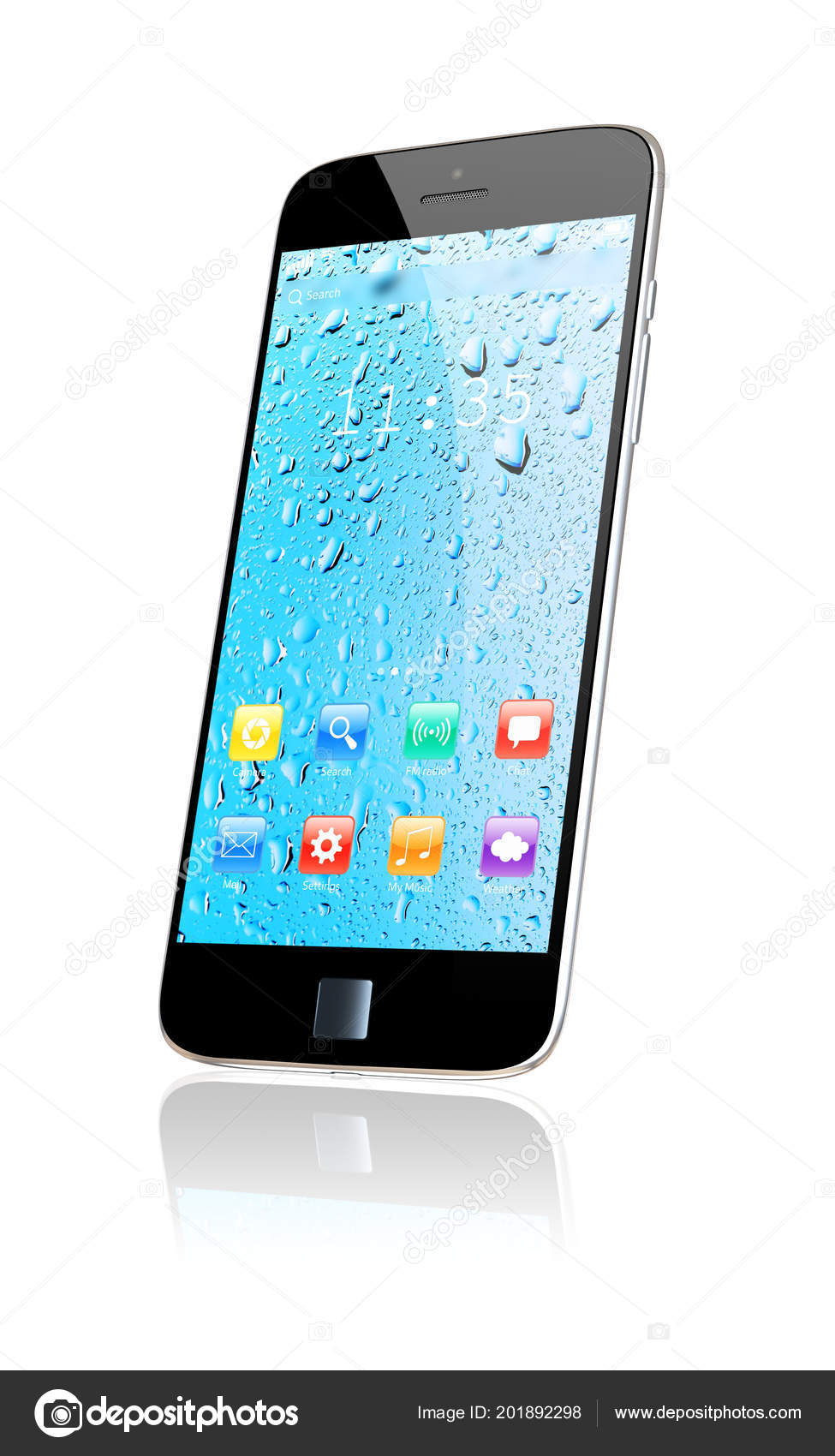 Celular Smartphone Com Apps Coloridos Papel Parede Tela Gota água