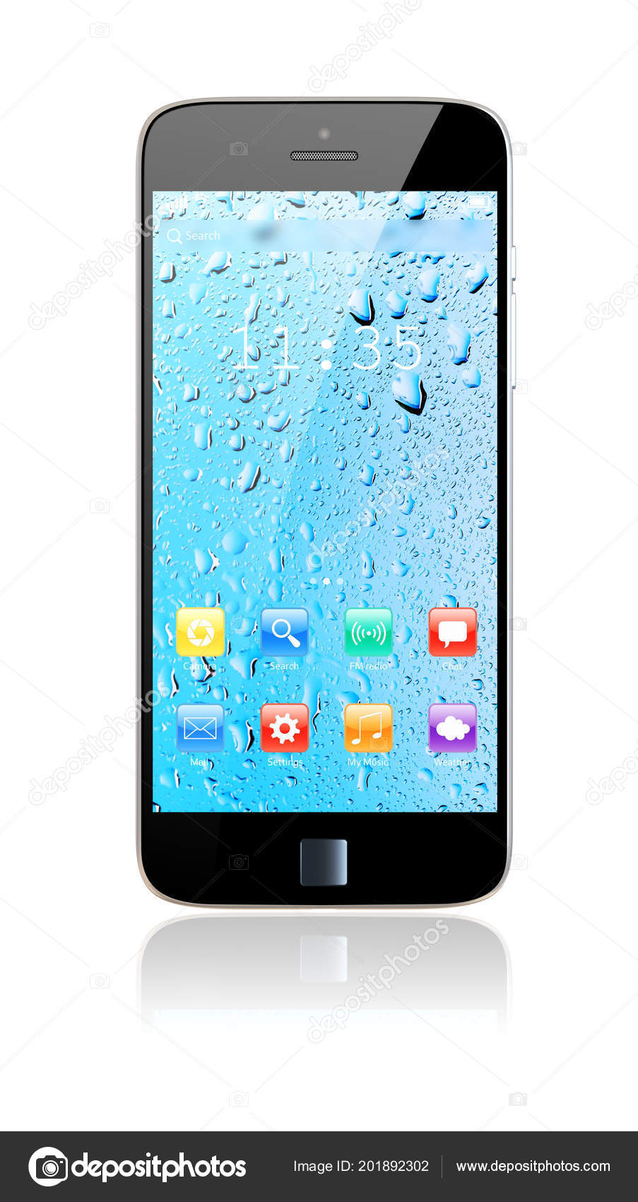 Celular Smartphone Com Apps Coloridos Papel Parede Tela Gota água