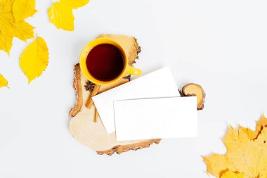 Sonbahar kompozisyon düz yatıyordu. Rahat sonbahar ve rahat sonbahar, yaşam kavramı.