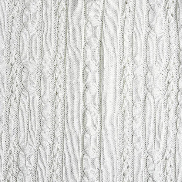 White ivory Knitted Fabric Texture. Handmade sweater, background, copy space. — Stock Photo, Image