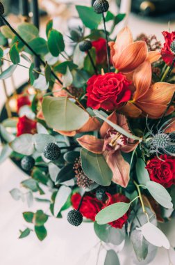 Sonbahar dekorasyon düğün ve düğün buketi