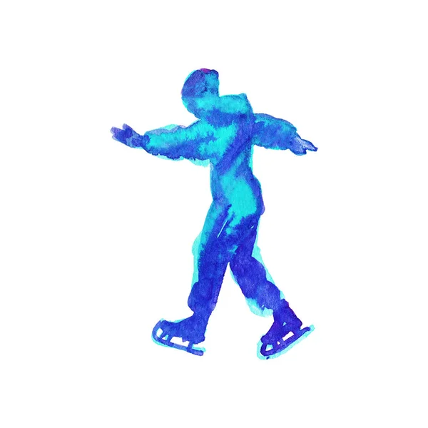 Acquerello skate boy silhouette — Foto Stock