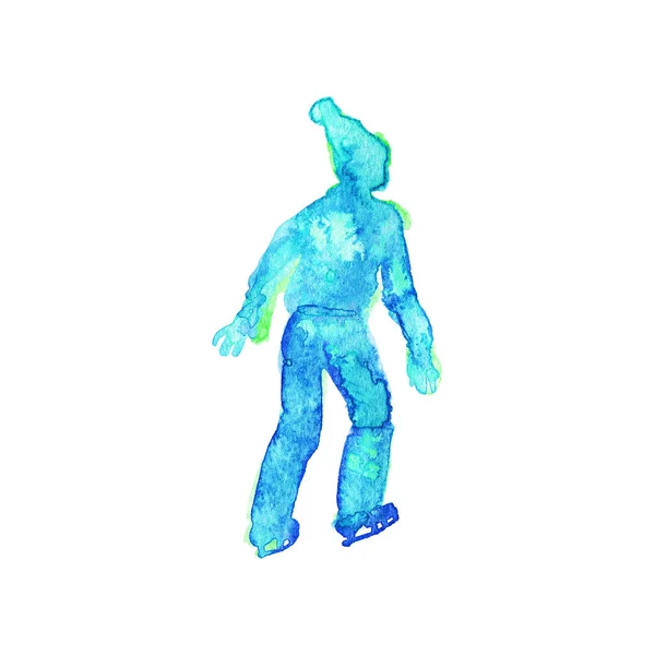 Watercolor skate boy silhouette — Stock Photo, Image