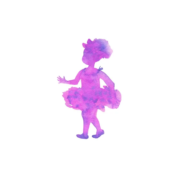 Watercolor silhouette of girl — Stock Photo, Image