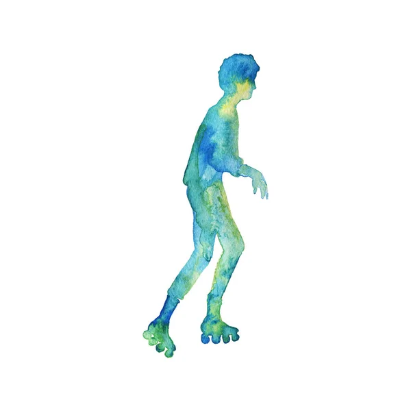 Watercolor roller skate silhouette — Stock Photo, Image
