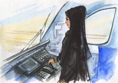 Suluboya arap kadın tren sürücüsü