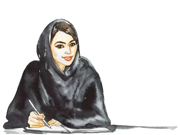 Watercolor arabian business woman — Stock Photo, Image