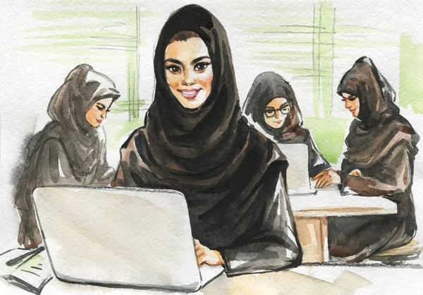 Working arabian women — Stock Photo, Image