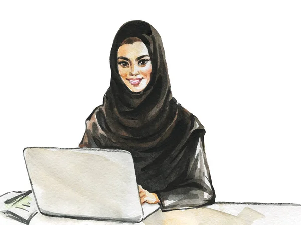 Watercolor arabian business woman — Stock Photo, Image