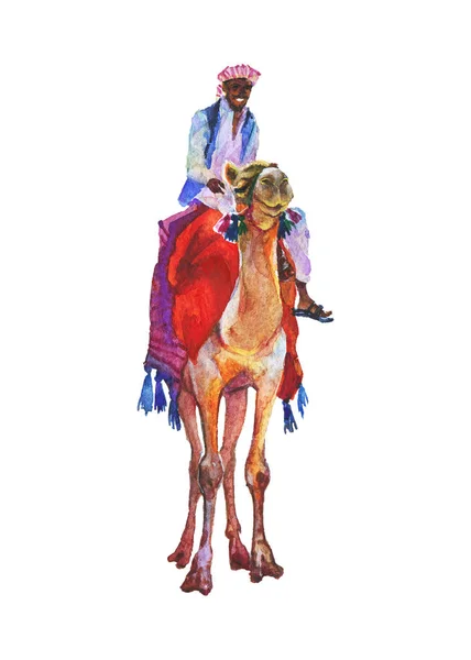 Schilderij Arabische man en kameel — Stockfoto