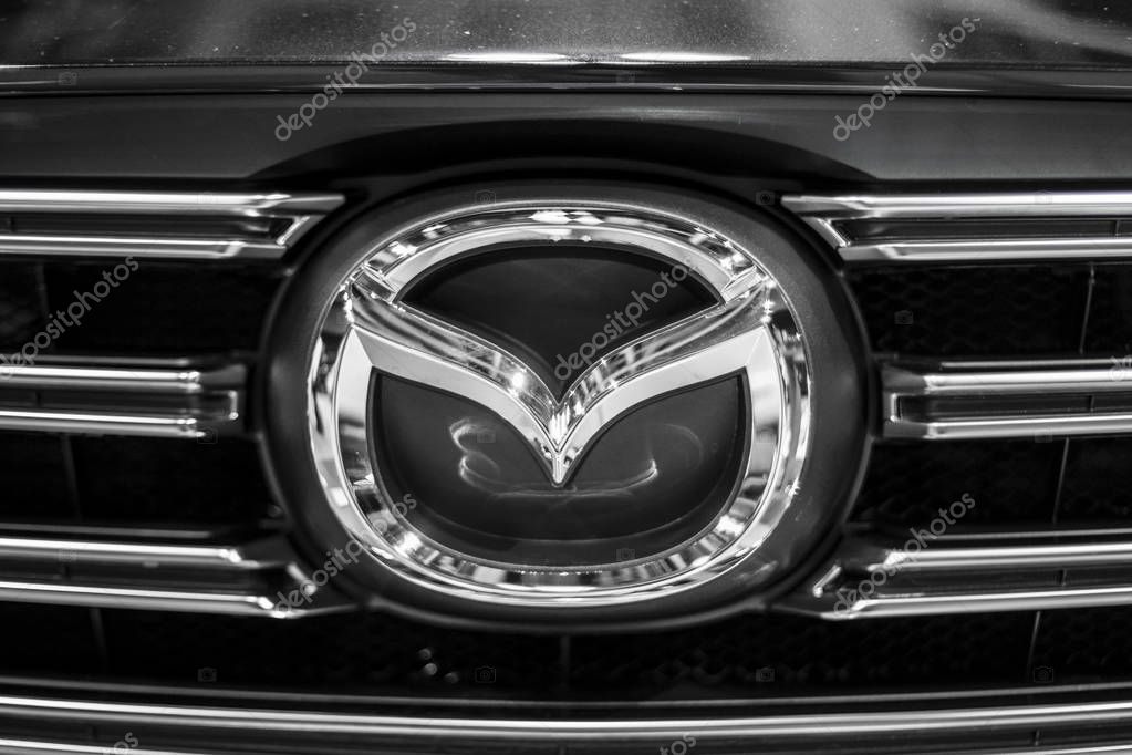 Minsk, Belarus May 2018 Logo on auto during autoexhibition