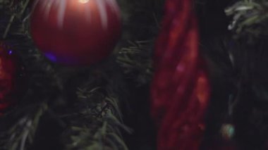 Noel ve yeni yıl dekorasyon backgroung. Soyut Bokeh tatil bulanık. Garland yanıp sönüyor. Pırıltı Noel ağacı ışıkları.