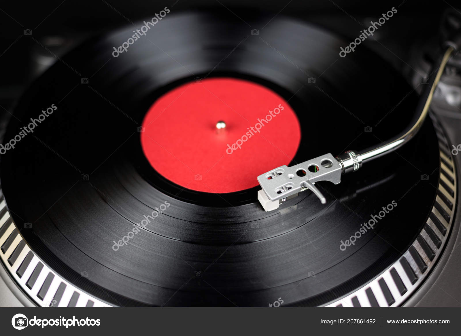 Professional Turntable Close Up Analog Stage Audio Equipment For Concert In Nightclub Play Mix Music Tracks On Vinyl Records Turntables Needle Cartridge Scratches Vinyl Disc Dj Setup For Festival Stock Photo Image