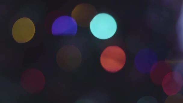 Résumé Fond trouble de vacances de Bokeh. Clignotant Garland. Lumières d'arbre de Noël scintillement . — Video