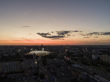 Minsk, Beyaz Rusya, 14 Ağustos 2018 - Ulusal Olimpiyat Stadyumu Dinamo ise çok amaçlı futbol ve atletizm Stadyumu Minsk, Beyaz Rusya, bir büyük yenileme projesi sonra yeniden açıldı. 2019 ev sahipliği yapacak