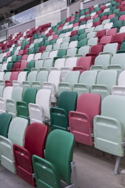 Minsk, Beyaz Rusya, 14 Ağustos 2018 - Ulusal Olimpiyat Stadyumu Dinamo ise çok amaçlı futbol ve atletizm Stadyumu Minsk, Beyaz Rusya, bir büyük yenileme projesi sonra yeniden açıldı. 2019 ev sahipliği yapacak