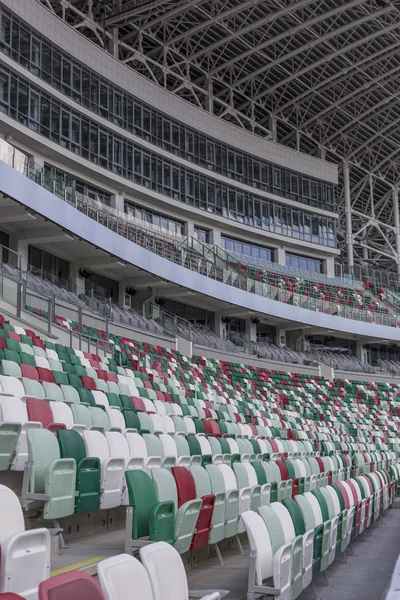 Minsk, Wit-Rusland, augustus 14 2018 - nationale Olympisch Stadion Dinamo is een multifunctionele voetbal en atletische stadion in Minsk, Wit-Rusland, heropend na een massale renovatie-project. Fungeert als host voor 2019 — Stockfoto