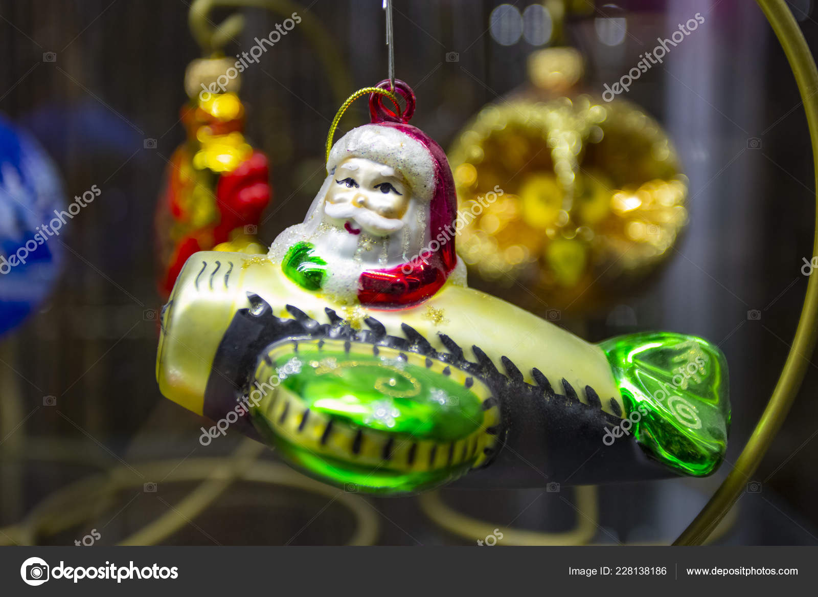 Vintage USSR Soviet Christmas tree toy santa claus on biplane