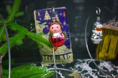 Vintage SSCB Sovyet Noel ağacı oyuncak süslemeleri küçük çocuk