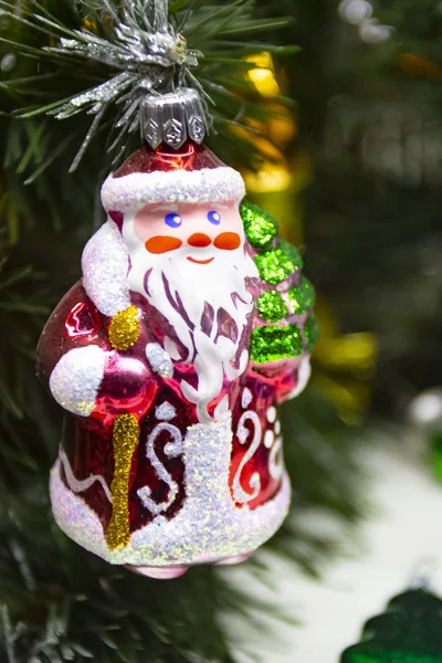 Vintage USSR Soviet Christmas tree santa with xmas tree toy decorations