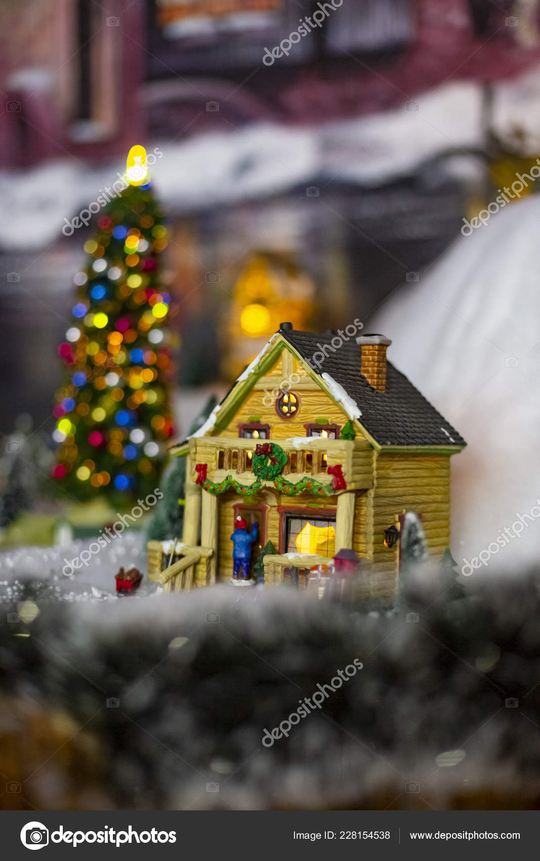 Fabulous holiday houses figurines xmas \u2014 Stock Photo