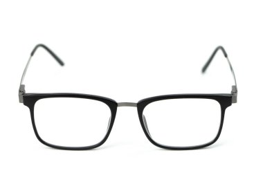 Klasik gözlükleri siyah metal çerçeveyle şeffaf lenslerle kapat