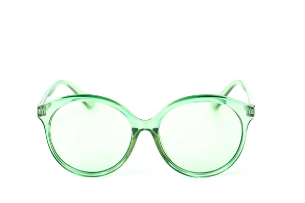 Ochelari eleganți hipster în jantă verde din plastic cu lentile transparente Vedere frontală — Fotografie, imagine de stoc