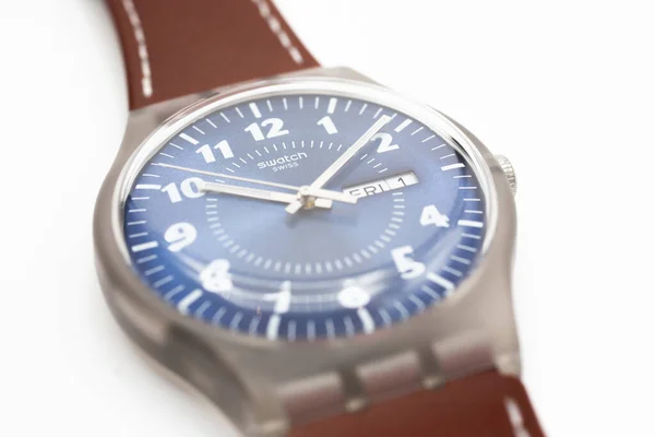 Rome, Italy 07.10.2020 - Swatch Swatch swiss made quartz watch on plastic case — Stock Photo, Image