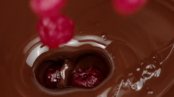 Cerises confites tombe en fusion prime chocolat fait main mo lent — Video