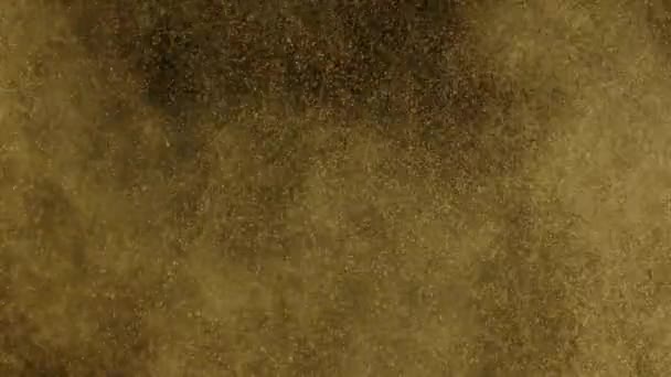Wybuch latania Złoty pył w zwolnionym tempie izolowany na czarnym tle — Wideo stockowe