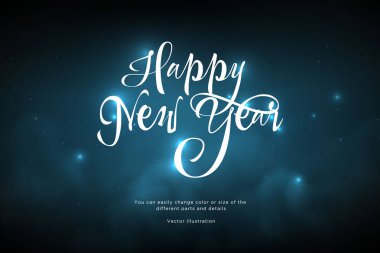 Yeni Yılınız Kutlu Olsun. Mavi arka plan üzerinde düşük poli tel kafes sanat. Konsept tatil veya büyü ya da mucize. Etkisi yıldızlı gökyüzü. Bağlantılı noktalar ve çizgiler ile poligonal illüstrasyon. Vektör