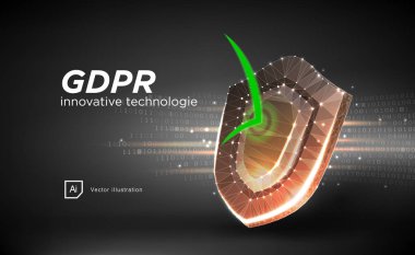 Gizlilik veri koruma yasası Gdpr. veri düzenleme hassas bilgi güvenliği kalkan unutulmuş kaldırma genetik şifreleme için Avrupa Union.Right. Küresel iş gizlilik vektörde stil düşük poli