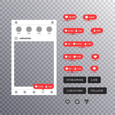 Fotoğraf çerçevesi instagram arkadaşlar Internet paylaşımı için ilham. Fotoğraf mockup boş arka plan üzerinde sosyal ağ için. Instagram mockup. Sever, takipçileri, Haberler. Vektör şablonu
