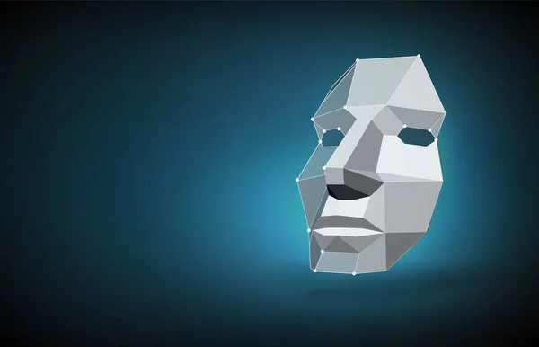 顔のスキャンの概念。技術の進歩は、人間の頭をスキャンすることによって顔検出の概念。ワイヤー フレーム抽象的な人間の顔。3 d 顔認識の概念。将来のベクトル イラスト — ストックベクタ