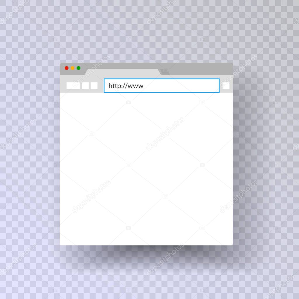 Browser window. template browser. Mock up mac browser. input string web links. vector isolated on a transparent background