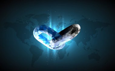 Zinciri. Blockchain teknoloji. Büyük veri bilgi madencilik teknolojisi. Internet teknoloji zinciri simgesi üçgen poligon köprü güvenlik iş ağ kavramı. Düşük poli tel kafes kafes vektör