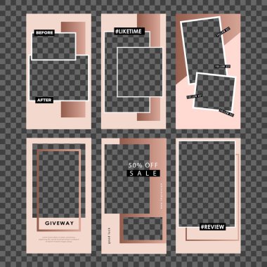 Hikayeler şablonu. Set fotoğraf çerçevelemek. Akarsu. Mockup şeffaf arka plan üzerinde izole fotoğraf için