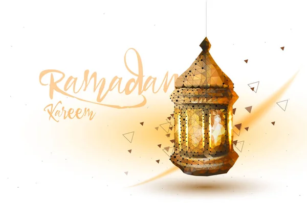 Το Ραμαζάνι Καρίμ ισλαμικό χαιρετισμό σχεδιασμό αραβικό μοτίβο φανάρι και καλλιγραφία — Διανυσματικό Αρχείο